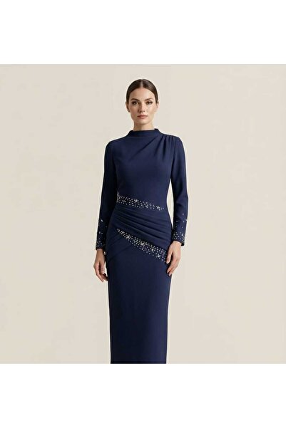 laween Long Sleeve Dress with Crystal Embroidery