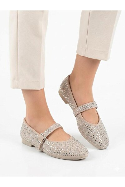 Lütfi Women's Cream Stone-Colored Single-Strap Soft Sole Stylish Comfortable ...