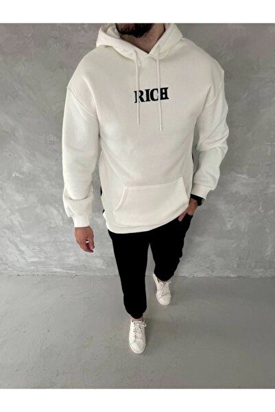 Generic Brand Men's Hooded Kangaroo Pocket Sweatshirt 3 Yarn Cotton Printed H...