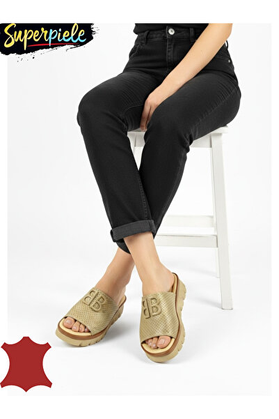 ANGEL BLUE Women's Slipper with Platform Sole made of Genuine Leather