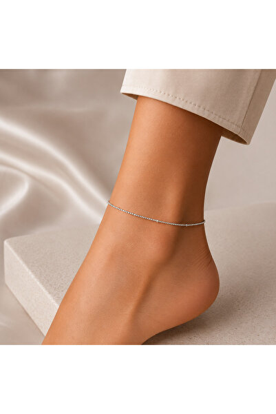 nerora Cube Box Elegant Chain Silver Steel Anklet (Tarnish Guarantee)