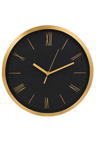 PUFO Elegant Gold wall clock, modern design with Roman numerals, black and go...