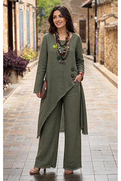 MENSAR OTANTİK Buckle-Strapped Linen Trouser Set