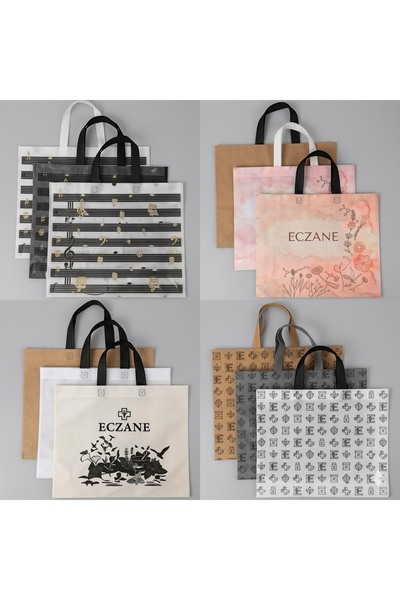 Eczane Poşeti Kulplu Körüklü Karma Bez Çanta 40x34 cm - 250 Adet