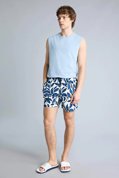 DeFacto G7056Axbe399 Blue Printed Swim Shorts