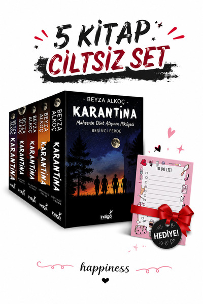 İndigo Kitap Karantina Serisi 5 Kitap Set Ciltsiz Beyza Alkoç Hediye Defterli
