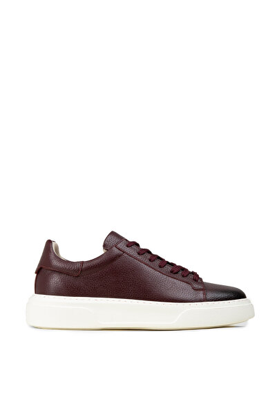 Deery Men's Burgundy Genuine Leather Sneaker Shoes