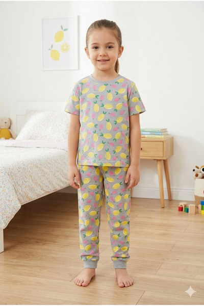 Baby Erkek Çocuk Kısa Kol 2'li Pijama Takımı %100 Pamuk Animal Desenli