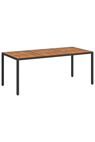 vidaxl Masă grădină, negru, 190x90x75 cm, poliratan și lemn de acacia