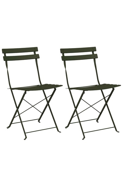 vidaxl Scaun pliabil pentru grădină 2 pcs Verde 42 x 46 x 82cm Metal