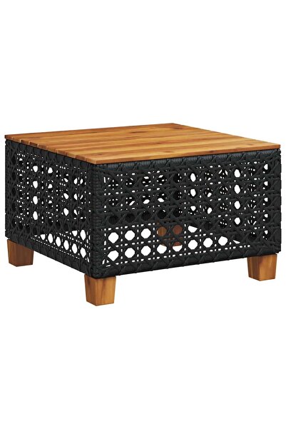 vidaxl Masă de grădină, negru, 55x55x36 cm, poliratan și lemn acacia