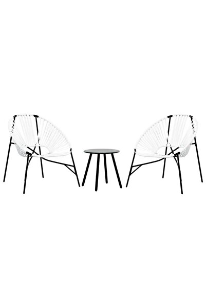 vidaxl Garden Chair Set 3 Pieces Poly Rattan White and Black