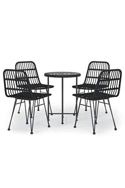 vidaxl Set mobilier de grădină, 5 piese, negru, poliratan