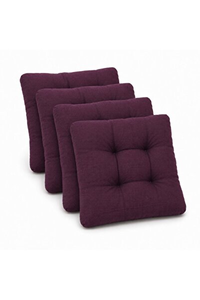 Lenjerii Deosebite Set of 4 chair or floor cushions, 40x40x7 cm, burgundy brown