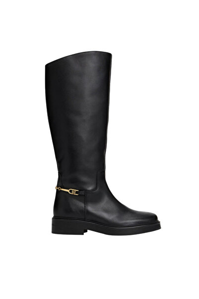 Tommy Hilfiger Γυναικείες Δερμάτινες TH Monogram Horsebit Μπότες Μαύρες FW0FW...