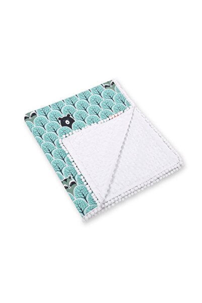 Bobono Paturica din bumbac cu doua fete 90x75 cm Minky Mint Forest