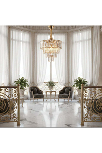 Alessandro DESIGN Candelabru Cristal VALMONT Petito 3xE14, D30 cm, Auriu, Ina...