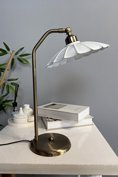 Bamyum Risso White Table Lamp with Bendable Movable Head, Decorative Lampshad...