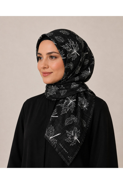 Butik Siyah Beyaz Kaliteli Yüzde 95 Pamuk Eşarp Yazma