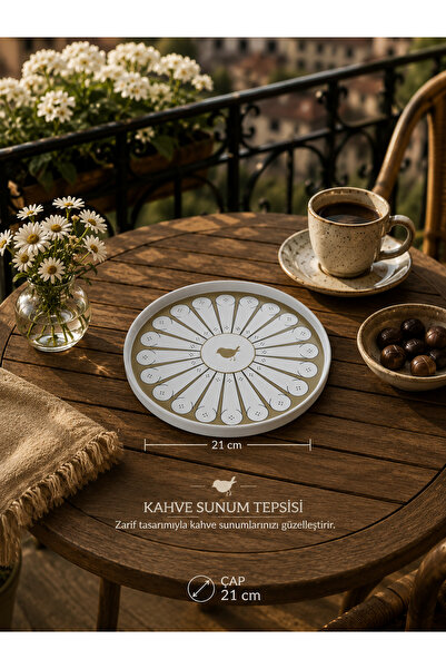 D&D Storee Sunum Tepsisi 2 Adet - Çay Kahve Yuvarlak Modern Etnik Desenli 21 ...