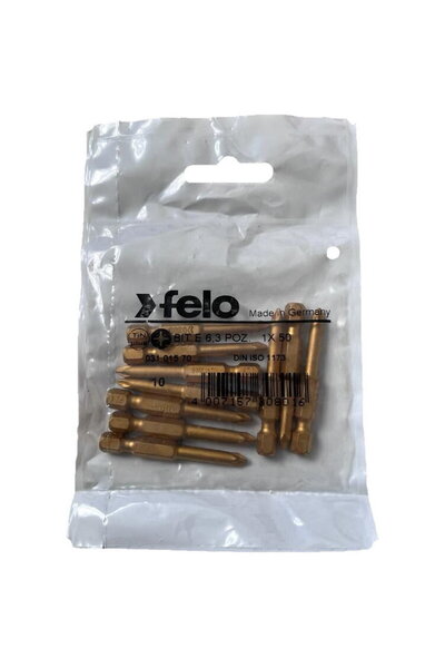 FELO Set 10 biti seria TiN Plus profil Pozidrive, E6.3, PZ1, 50mm