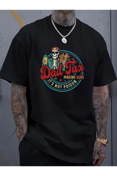 yiou trendy clothing تي شيرت بنمط جمجمة Fun Dad Tax