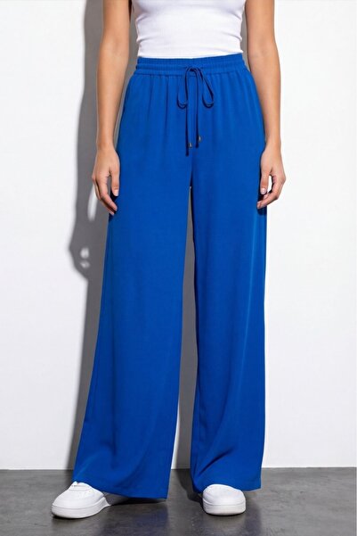 Quzu BELİ LASTİKLİ BOL PAÇA PANTOLON SAX RENGİ