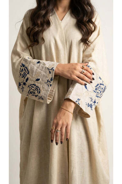 AYA Mwt780 Abaya Lenn with Blue Embroidered Lenn Sleeves
