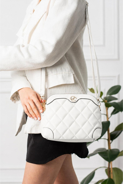 MILANOFOX Geantă de umăr și crossbody pentru femei, din piele albă, matlasată...