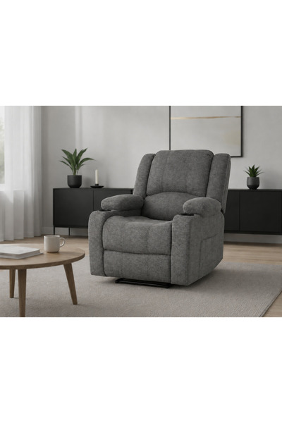 N.zone Fixed Rocker Recliner Chair Fabric Upholstery Padded Seat Cup Holder S...