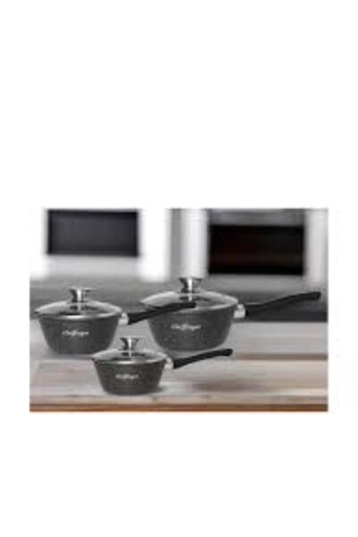 CF-FSP03 Set de 3 oale cu 3 capace JTI, antiaderente, negre, 16/18/20 cm - Imagine 3