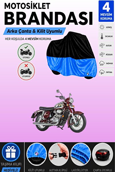 Cemku Double Black Top - Blue Bottom, Rear Bag Compatible Jaw.A 350 2t Motorc...