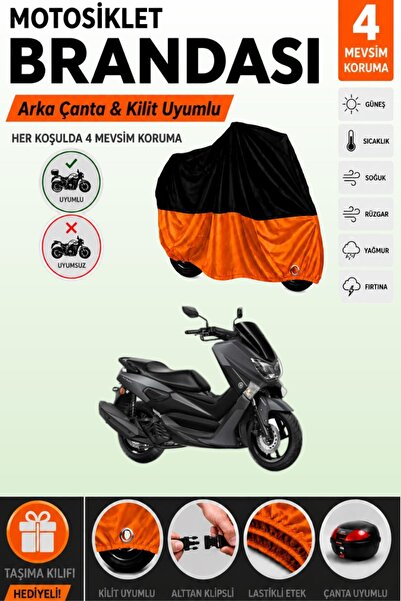 Cemku Double Black Top - Orange Bottom, Rear Bag Compatible Yamaha Nmax 125 M...