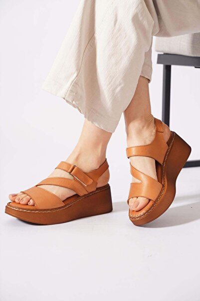 Moda Pie Sandale ortopedice pentru femei Deslat Velcro cu talpă groasă încruc...
