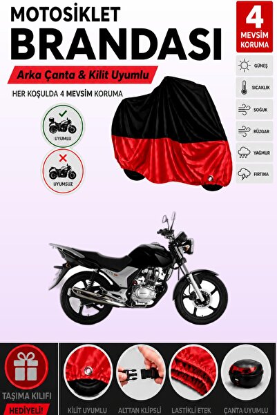 Cemku Double Black Top - Red Bottom, Rear Bag Compatible Honda Cb 125E Motorc...