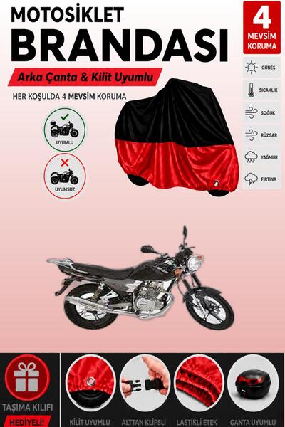 Cemku Double Black Top - Red Bottom, Rear Bag Compatible Falcon Lion 150 Moto...