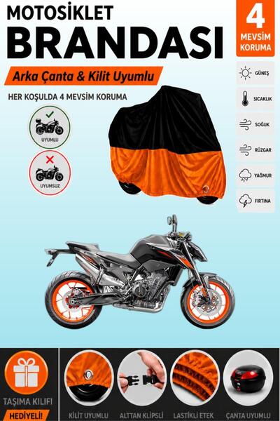 Cemku Double Black Top - Orange Bottom, Rear Bag Compatible Ktm 790 Duke Moto...