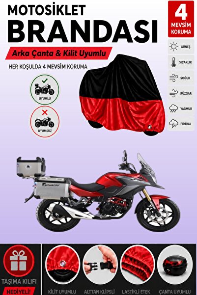 Cemku Double Black Top - Red Bottom, Rear Bag Compatible Rks Trv242 Motorcycl...