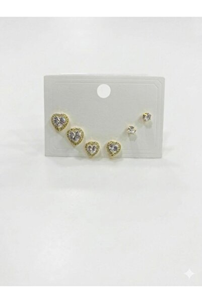 atastore2017 Stone Heart Detailed Six-Piece Earrings
