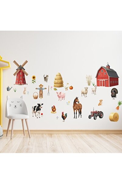 OEM Farm Animal Wall Stickers, 34 pieces, Premium Textile Sticker, Reposition...