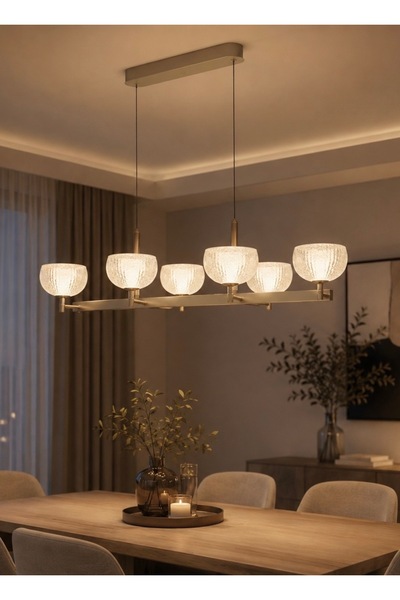 Led YENİ MODEL 6 LI OVAL LÜX AVİZE 3 IŞIK SEÇENEĞİ