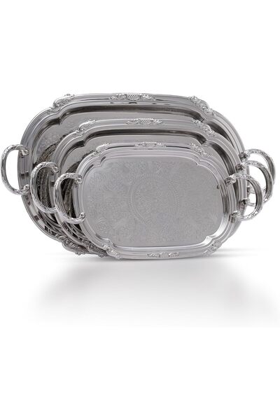 ALSAIF 3-piece serving tray set with side handles, modern and elegant design ...