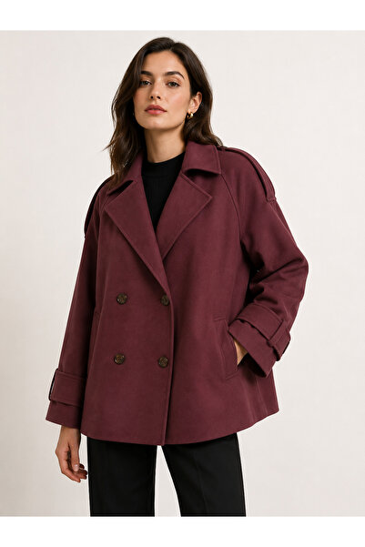 RAFF MAĞAZA Women's Double-Breasted Half Trench Coat