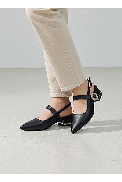 KAFKASLAR AYAKKABI Pantofi de balerina casual cu toc de 3 cm, cu detaliu cata...