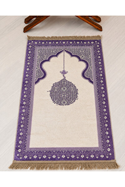 Bilenler Mihrap Patterned Thin Velvet Prayer Rug with Silky Texture