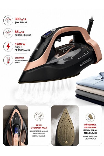 TEFAL Akıllı Kumaş Tanıma 3200 W Buharlı Ütü 300 gr Şok Buhar Damlama Önleyic...