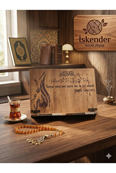 iskender wood ahşap MASA ÜSTÜ AHŞAP KURAN RAHLESİ HEDİYELİK KİTAP OKUMA STAND...