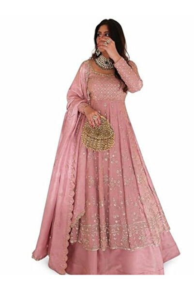 MYSMAR Pink & Gold GMY Silk Embroidered Suit with Sequin Work - TRNH7089| Pink