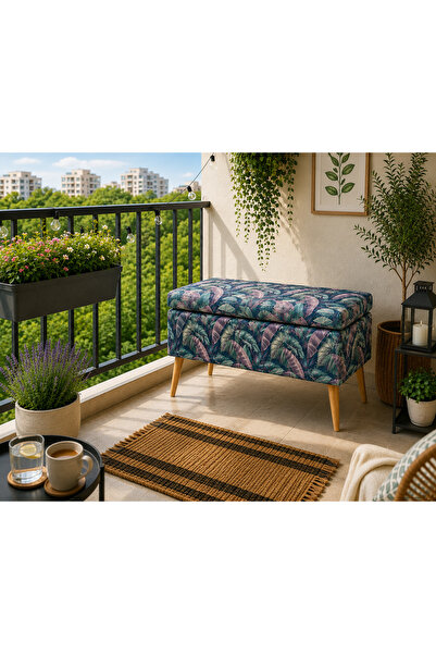 densan aksesuar Bohem, Modern, Yaprak Desenli Sandıklı Puf, Bench