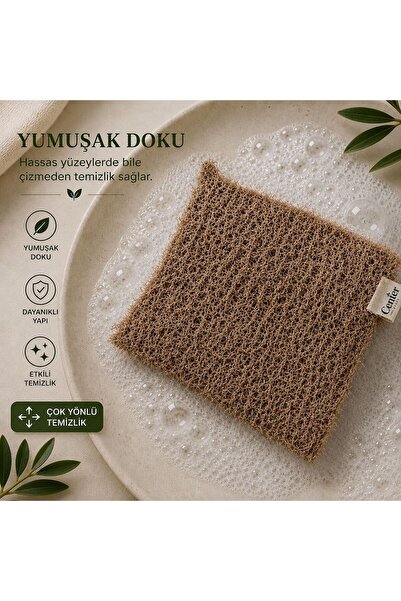 centerstore Çok Amaçlı Premium Bulaşık Lifi Koyu Bej 14x14 cm